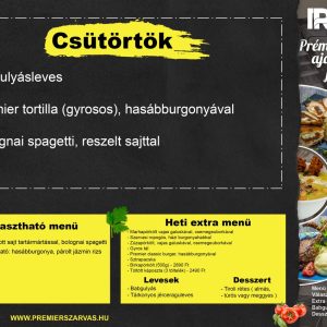 Csütörtöki menü