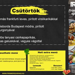Csütörtöki menü